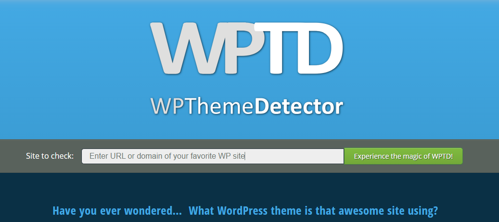Bir web sitesinin hangi temayı kullandığını kontrol etmek için kullanılabilecek bir başka mükemmel araç da WPThemeDetector.com'dur. Son ikisine benzer şekilde, belirli bir web sitesinde hangi temanın kullanıldığını bulmaya adanmış başka bir web sitesidir.