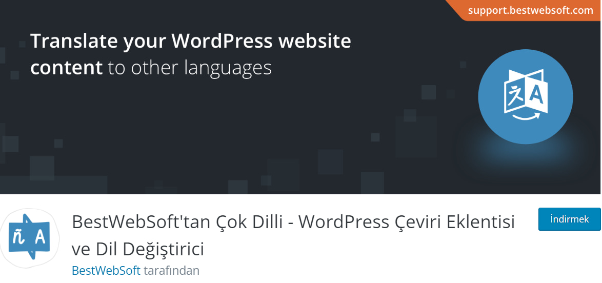 Çok Dilli Çeviri , ücretsiz bir WordPress çeviri ve dil değiştirici eklentisidir. Sayfaları, gönderileri, widget'ları, gezinme menülerini ve daha fazlasını manuel olarak çevirmenize olanak tanır.