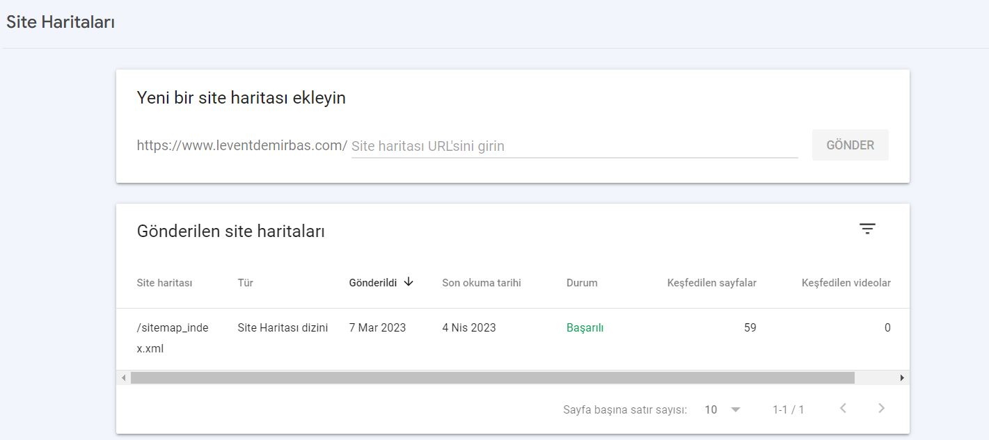 Burada, " Gönderilen site haritaları " adlı bir bölüm göreceksiniz . Birisi daha önce bir XML site haritası göndermişse, URL'sini listede bulacaksınız.