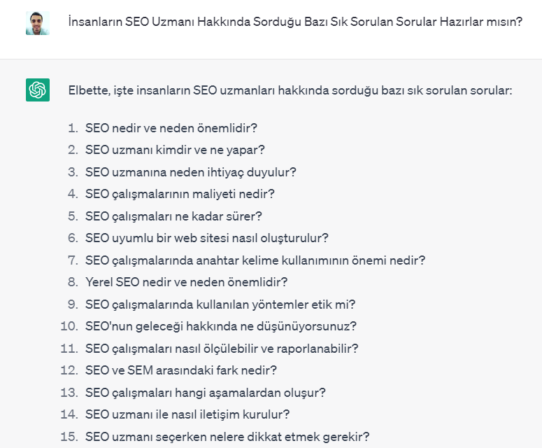 Sunduğunuz bir ürün veya hizmet hakkında insanların en çok hangi soruları sorduğunu öğrenmek istiyorsanız. Kendinize bakmak yerine ChatGPT'ye sormayı düşünün.