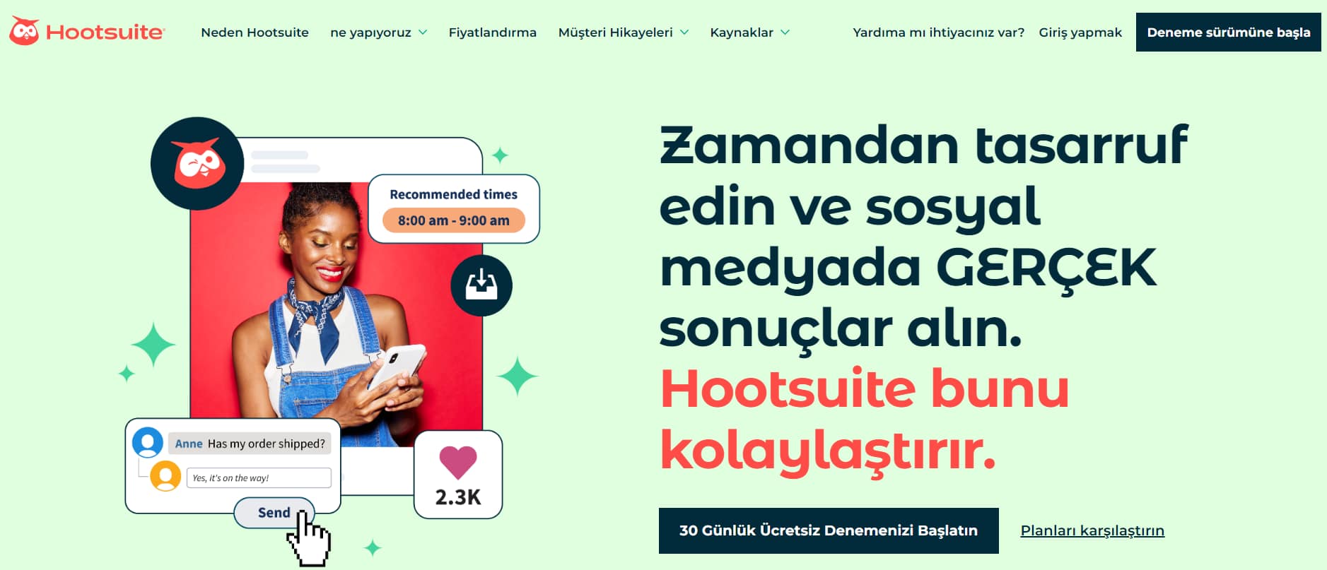  Hootsuite, iş kampanyaları oluşturmak ve yönetmek için en iyi sosyal medya yönetim araçlarından biridir. Tüm platformları manuel olarak yönetmek yerine. Hootsuite'i açıp tek bir panodan yönetebilirsiniz. 