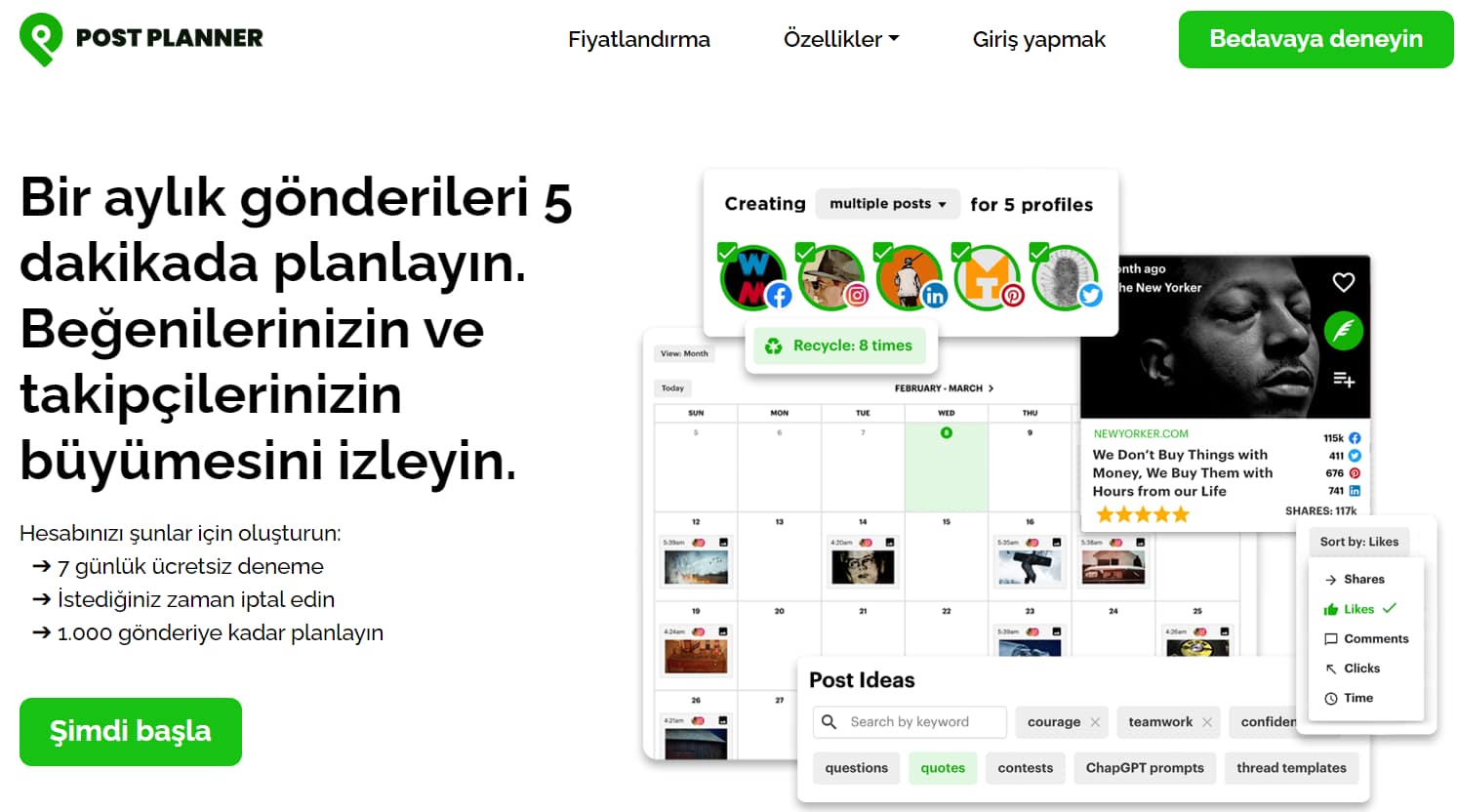 Post Planner ile sosyal medya gönderilerinizi önceden planlayabilir ve bir ay boyunca unutabilirsiniz. Tüm sosyal medya hesaplarınızı yönetebileceğiniz bir platform sunar. Araç yedi sosyal ağı destekler.