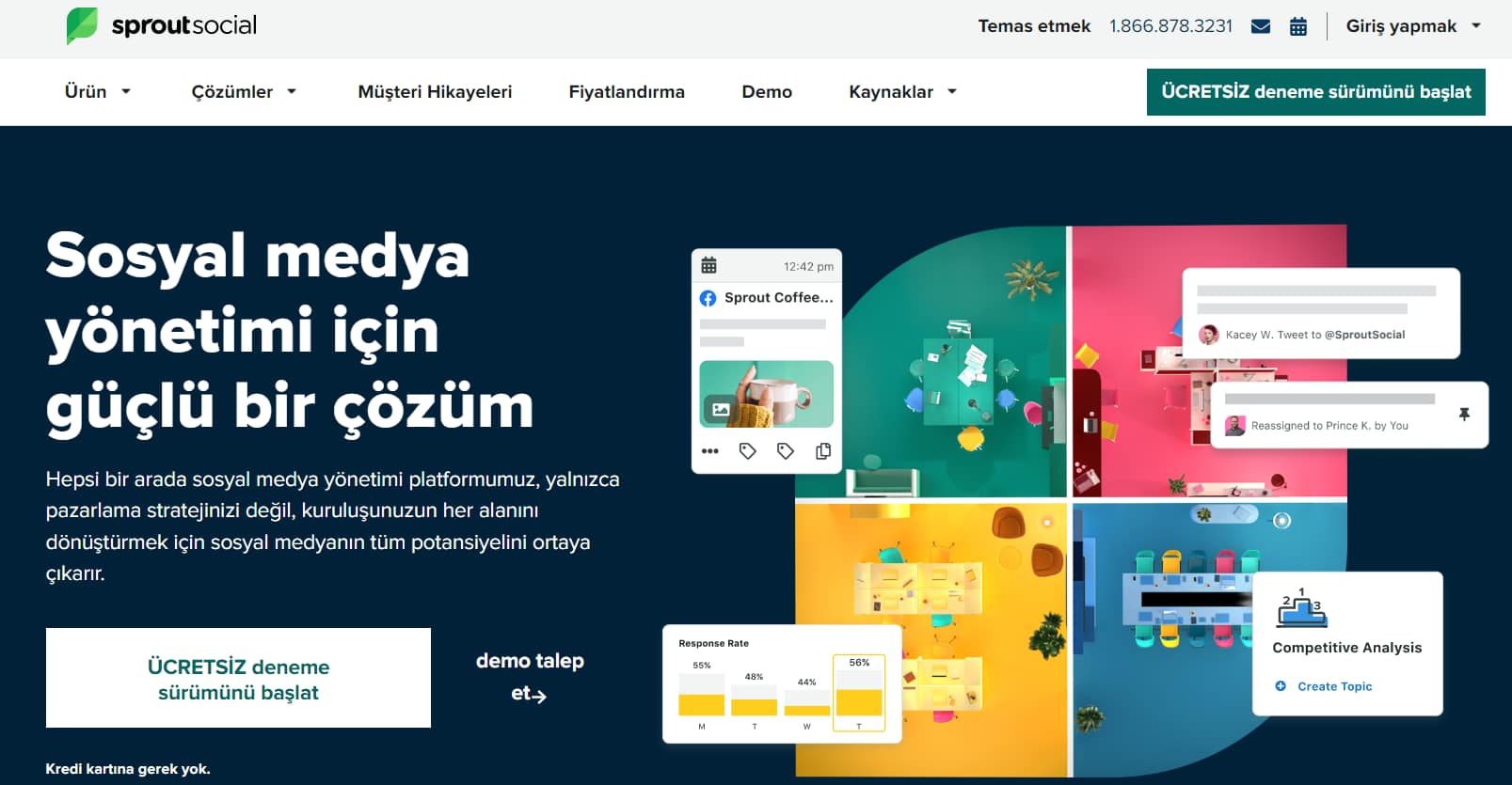  Bu, tüm sosyal medya profillerinizi yönetebileceğiniz hepsi bir arada bir platformdur. Sprout Social ile gönderilerinizi tek bir yerden planlayıp programlayarak. Sosyal medyada aktif olma çabalarınızı kolaylaştırabilirsiniz. 