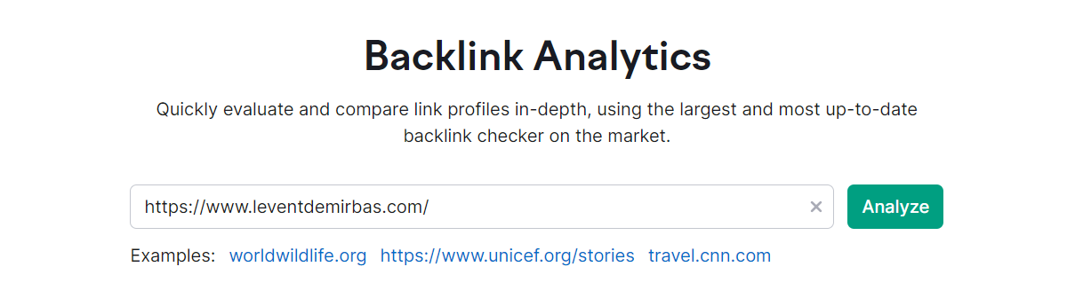 Semrush'ın Backlink Analytics aracı ile rakiplerinizin en çok link verilen sayfalarını hızlıca bulabilirsiniz.